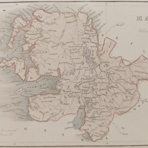 Antique colour Map of Mayo, the map was engraved by A Adlard and published by Hall and Virtue in London. Produced between 1846 and 1850.